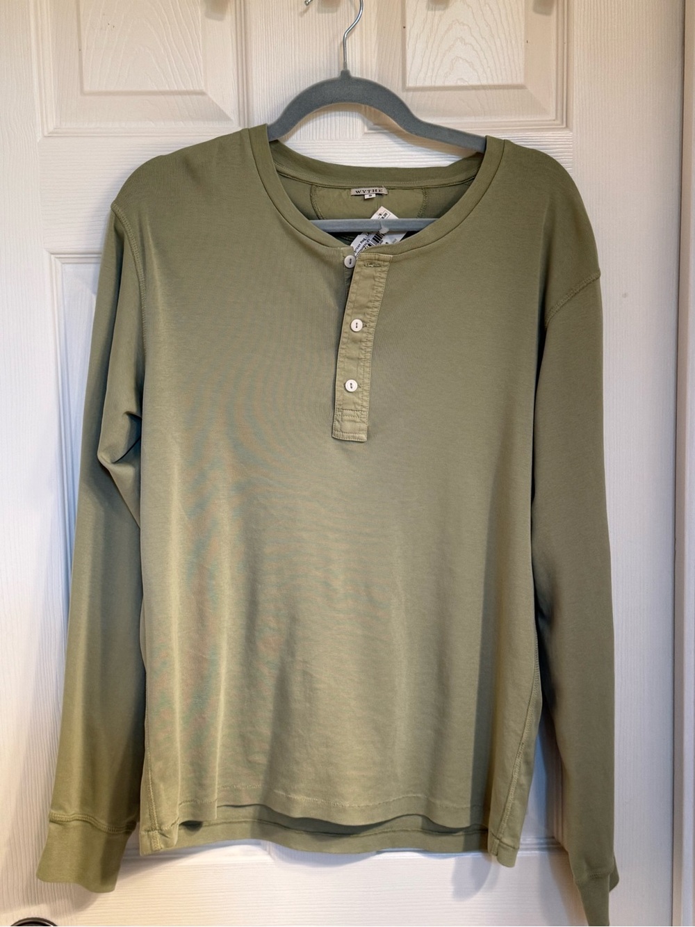 Wythe Olive Green Henley Long Sleeve Shirt - Men